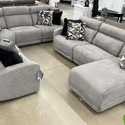 Colleyville Stone 3 Pcs Power Reclining Sectionals Sofas Couchs with Chaise 