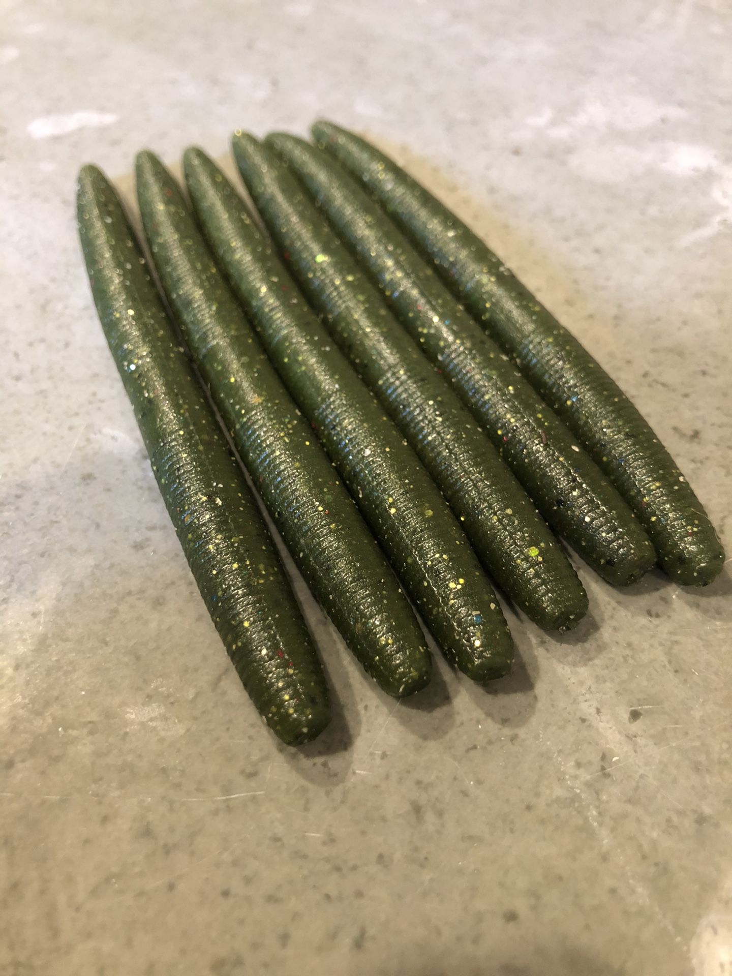 6 pack of 5 inch Homemade Plastic Fishing Worms/ Senko