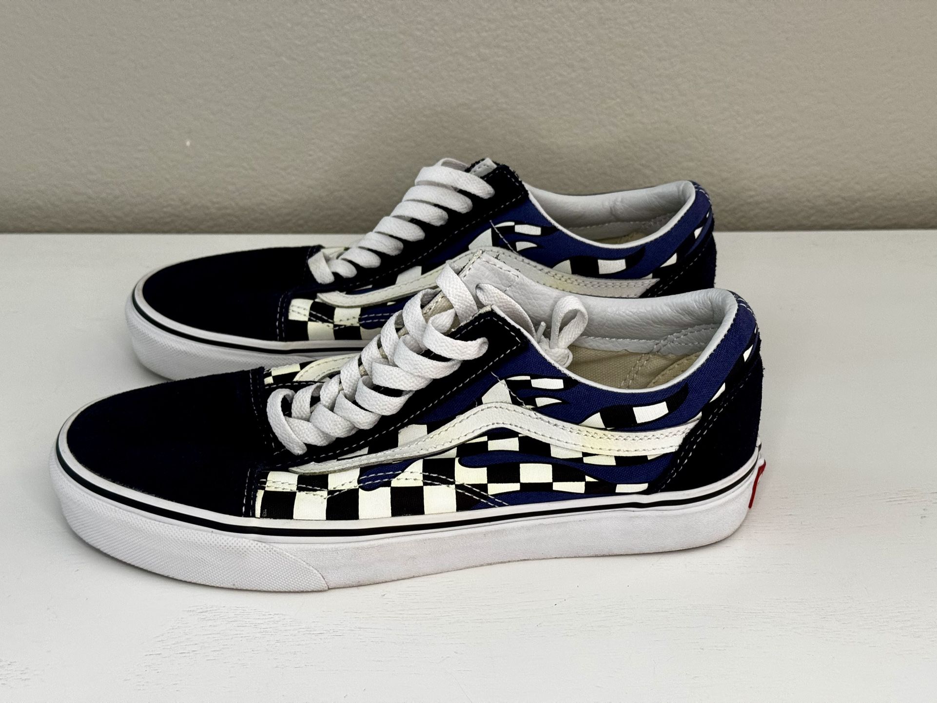 VANS Old Skool (Checkerboard) Navy/White Flame Size 8.5 Mens