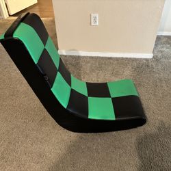 Gaming Floor Chair – Adjustable Back, Black & Green (Minecraft Style)