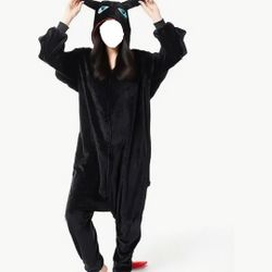 BRAND-NEW Unisex Dragon Adult Onesie Costume Pajamas w/Hoodie, Pockets, Tail, and Zippered Butt-Flap (M)