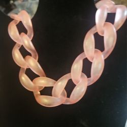 Lane Bryant Pink Chunky Resin Chain Link Statement Necklace 