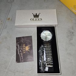 OLEVS Watches for Men Business Dress Analog Quartz Two Tone Gold Plated Stainless Steel 