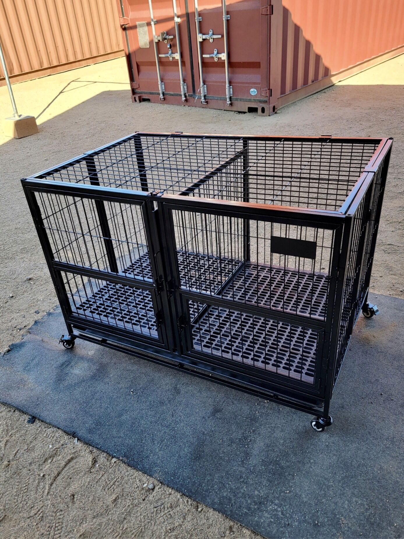 43” Large Heavy-Duty Dog Cage Kennel With Removable Center Divider; Stackable Up To 3- Tiers (New)