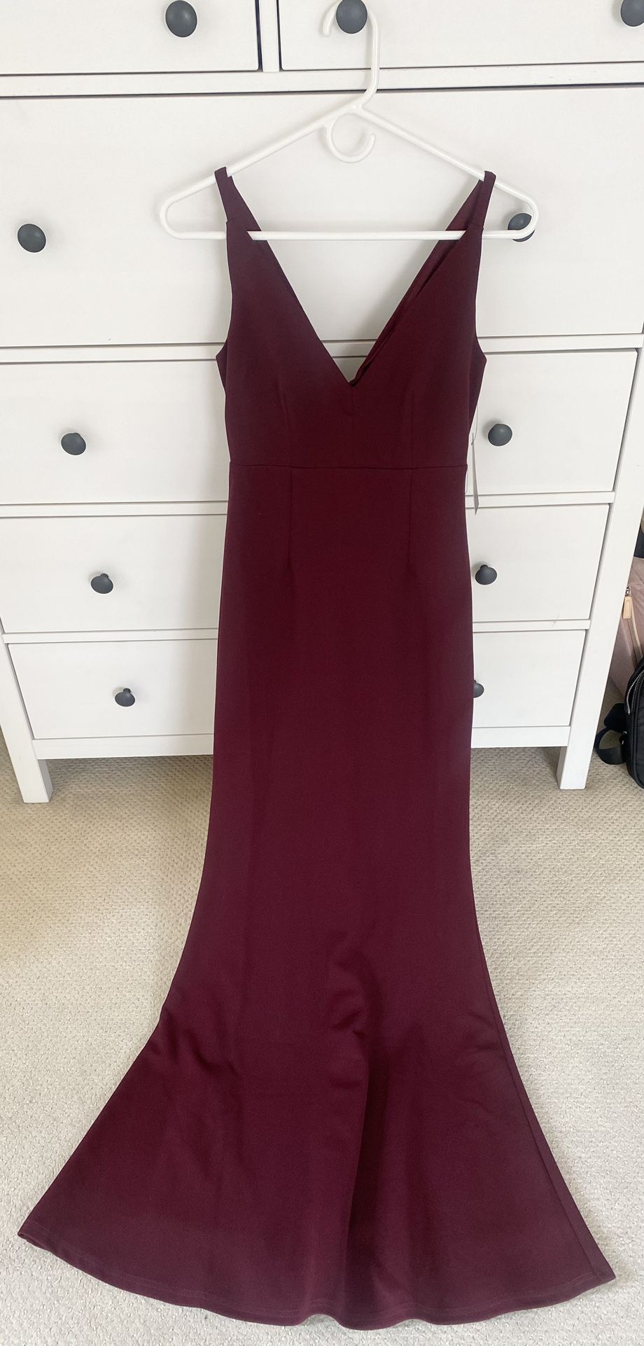 Glamorous Deep Burgundy Maroon Gown Maxi Dress