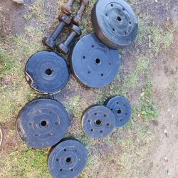 Lot of Cement Weights and Metal Dumbells 