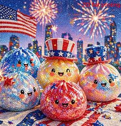 American National Day Cartoon Flower Pattern 2D Flat Printing DIY Frameless Diamond Painting