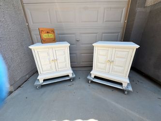 Pair of Divine White Cabinet Nightstands