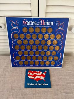 1969 Shell Oil Vintage States Of The Union 50 State Bronze Collectors Coin Set