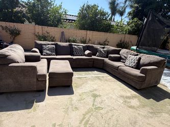 Gray Couch, Ottoman, & Love Seat Set - Ashley Furniture