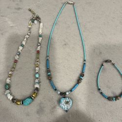 Two Sterling Silver Necklace And Bracelet