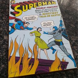 Superman Double-Feature Batman wood wall plaque decoration 13x19