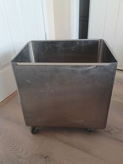 Commercial Stainless Steel Ingredient Bin Utility Cart on Casters 17.5" x 17"