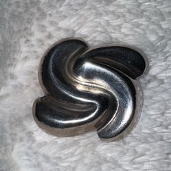 Vintage Mexico Sterling Silver Ribbed Modernist Pin Brooch, Signed