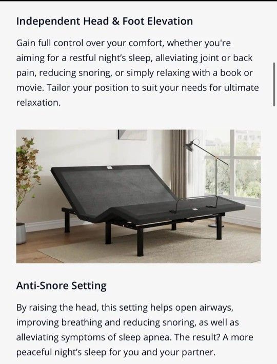 EGOHOME AZG150K00HMT King-Size Adjustable Bed, a brand new, in-box