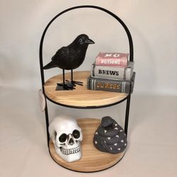 Set of 4 Target Halloween Decorations for Tiered Trays - Raven Snake Skull Books