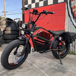 1500 Watt Electric Indy’N style Chopper Ebike, 33mph, Saddlebags, Metal Basket🔐FREE HEAVY DUTY 4ft Chain Lock W/Purchase