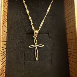 10k Gold Chain And Cross Pendant 
