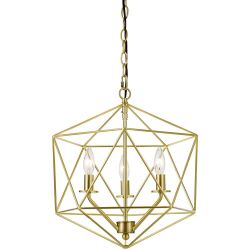 BRAND NEW IN BOX Gold Geometric cage Chandelier 3-light
