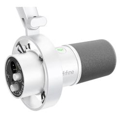 FIFINE Studio XLR Dynamic Microphone, USB PC Podcast Microphone for Streaming Recording, XLR/USB Vocal Mic with Tap-to-Mute, Gain Knob, Headphones Mon