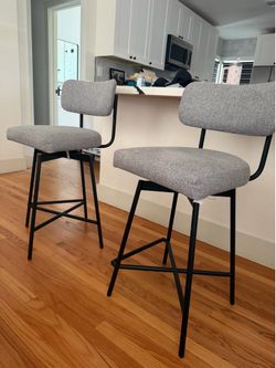 Pottery barn swivel counter chairs (grey and black)