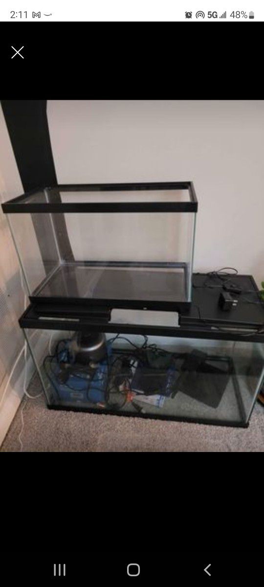 2 Fish Tanks With Supplies 