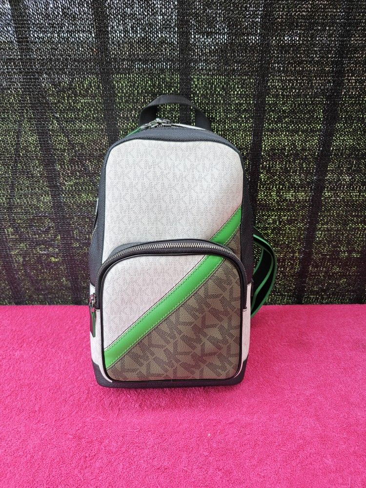 Michael Kors Cooper Signature Men’s Crossbody Bag Shoulder Bag White/Green/Black