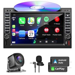 Double Din Car Radio With Back Up Camera And Voice Control Cd/DVD Bluetooth 7in