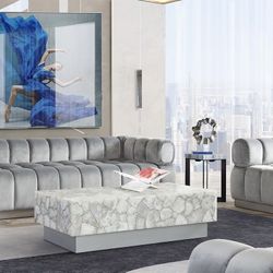 Modern Unique Grey Velvet Sofa Couch And Accent Chair With Coffee Table $50 Down With Financing (ask For Prices)