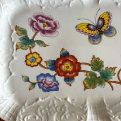 RARE! ESTÉE LAUDER Chinoiserie Porcelain Vanity Tray Butterflies - Vintage 80s