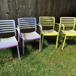 Crate & Barrel Lime/Purple Chairs