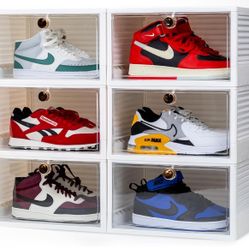 New Shoe Storage Boxes 6 Pack X-Large White Stackable Containers Organizer Space Saver Closet Home Sneakerhead 