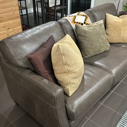 Grey Leather Sofa