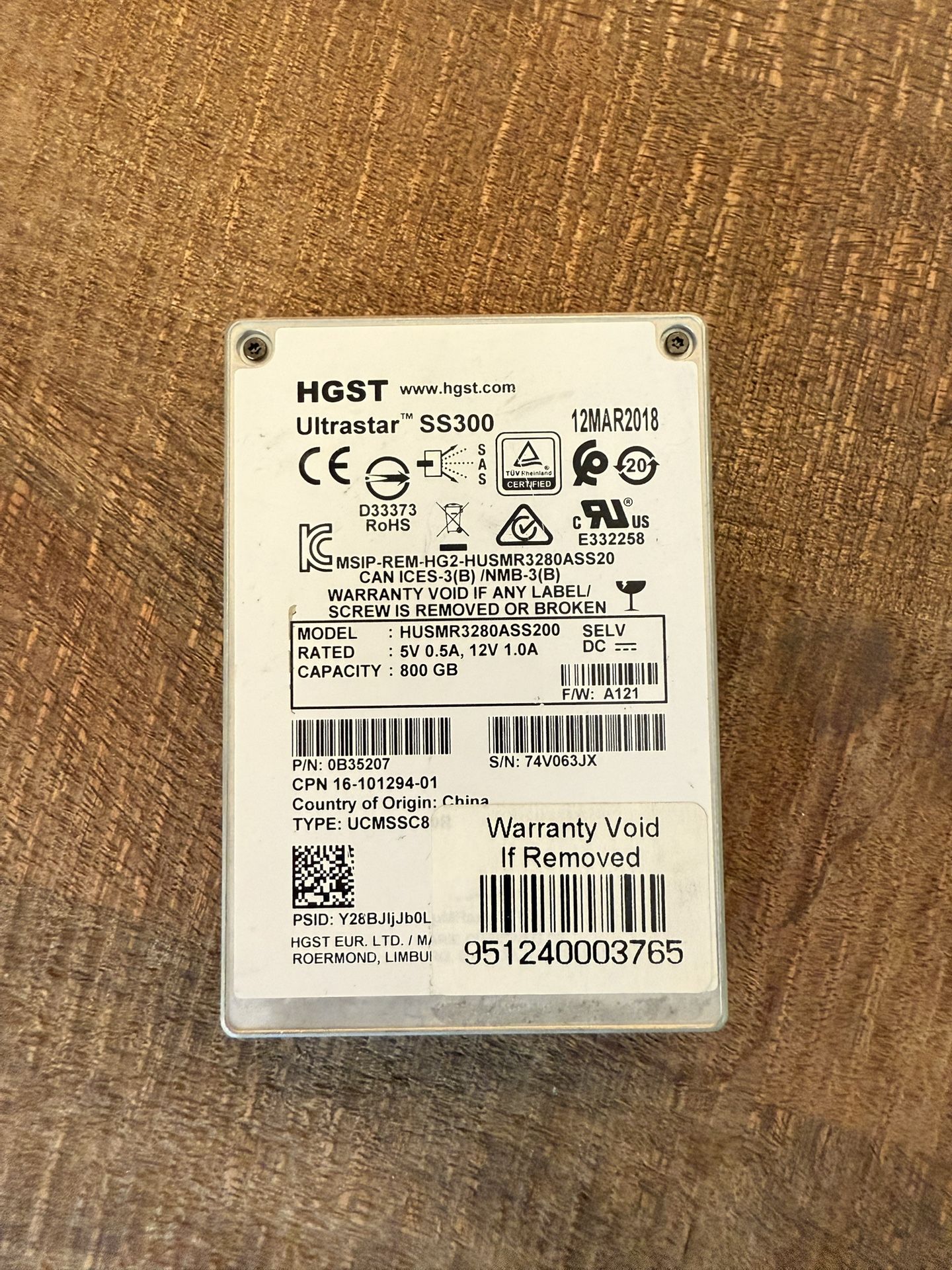 HGST 800GB SAS SSD