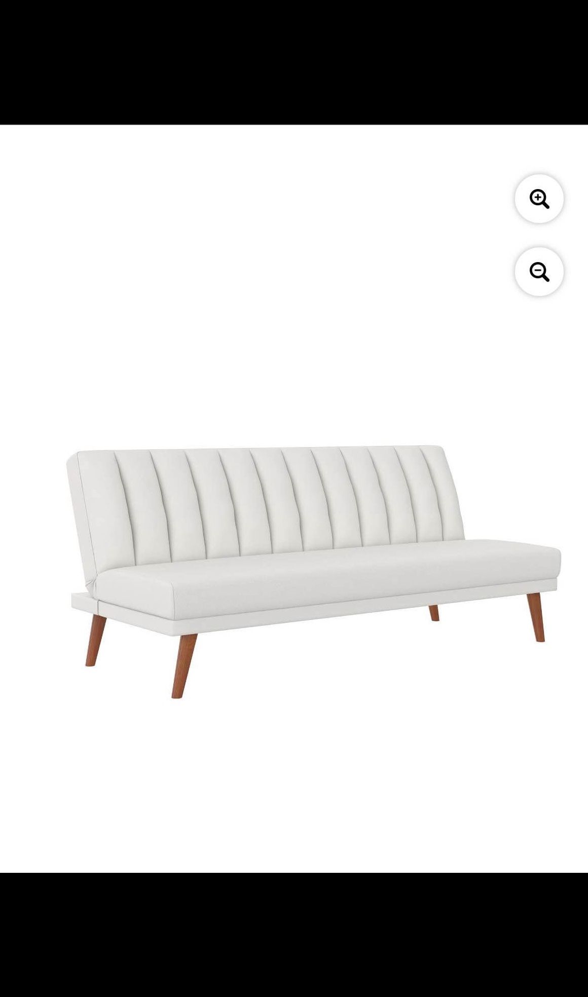 New White Faux Leather Sofa Futon