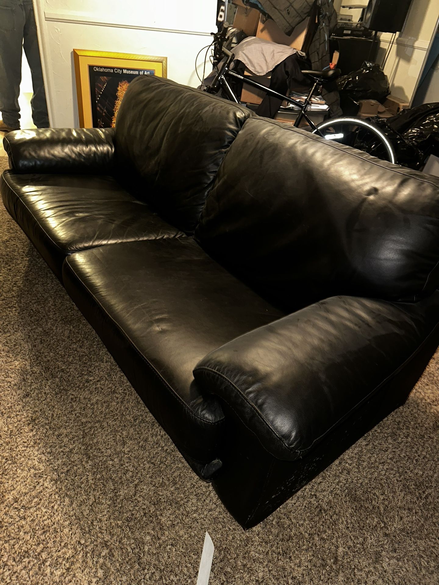Black Real Leather Couch