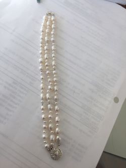 7 1/2" triple strand pearls Sterling