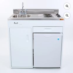 Avanti 36" Compact Miniature Kitchen, Stainless Steel Countertop, in White (CK3616)