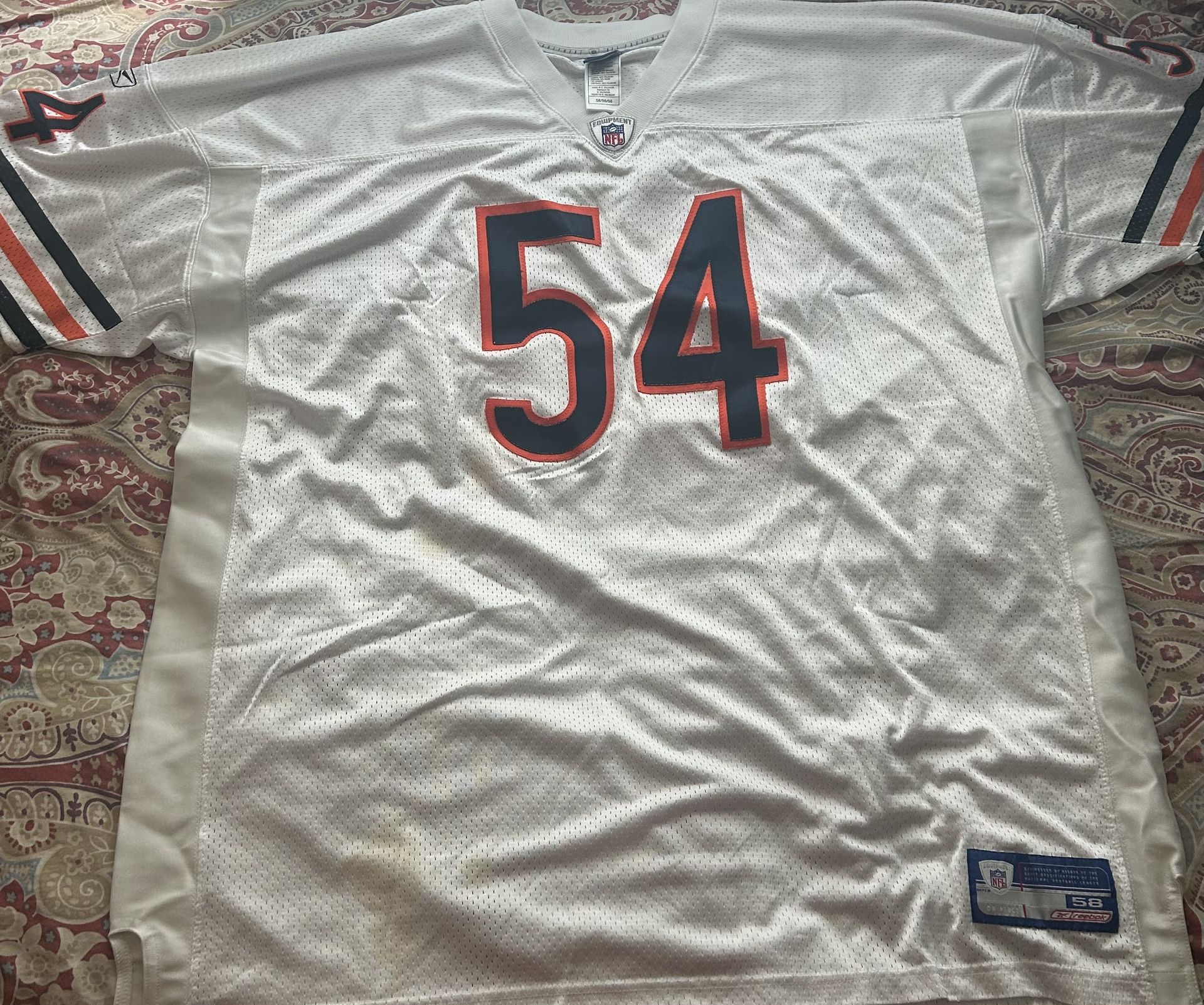 Brian Urlacher #54 Throwback Reebok Size 58  CHICAGO Bears Jersey