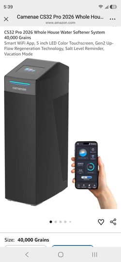 Brand new! Whole House Water Softener System 40,000 Grains
Smart WiFi App, 5 inch LED Color Touchscreen, Gen2 Up-Flow Regeneration Technology, Salt Le