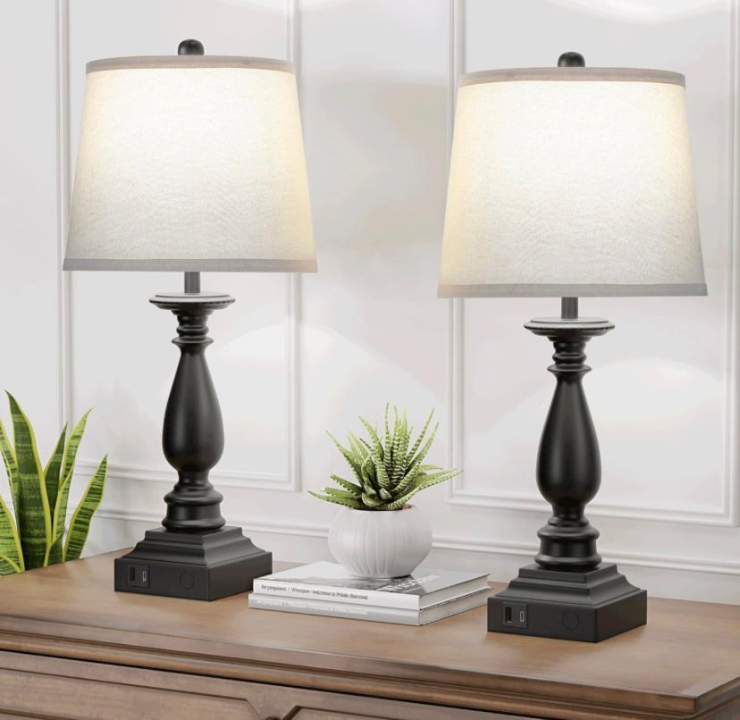 Set of 2 Bedside Table Lamp,22” Touch Control 3 Way Dimmable