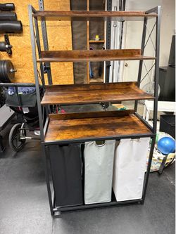 Laundry sorter with 4 tier shelves
