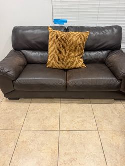 Dark Brown Leather Loveseat Sofa