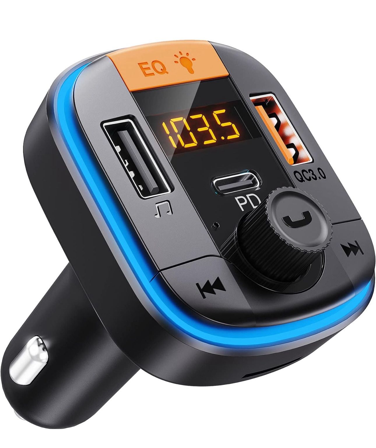 Bluetooth FM Transmitter for Car - Bluetooth 5.0 Adapter PD20W+QC3.0 Cigarette Lighter Radio Receiver Music Player Car Charger Supports Hands-