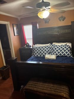 Dark Wood King Bedroom Set with Dresser