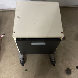 Metal & Wood File Cabinet With Wheels 