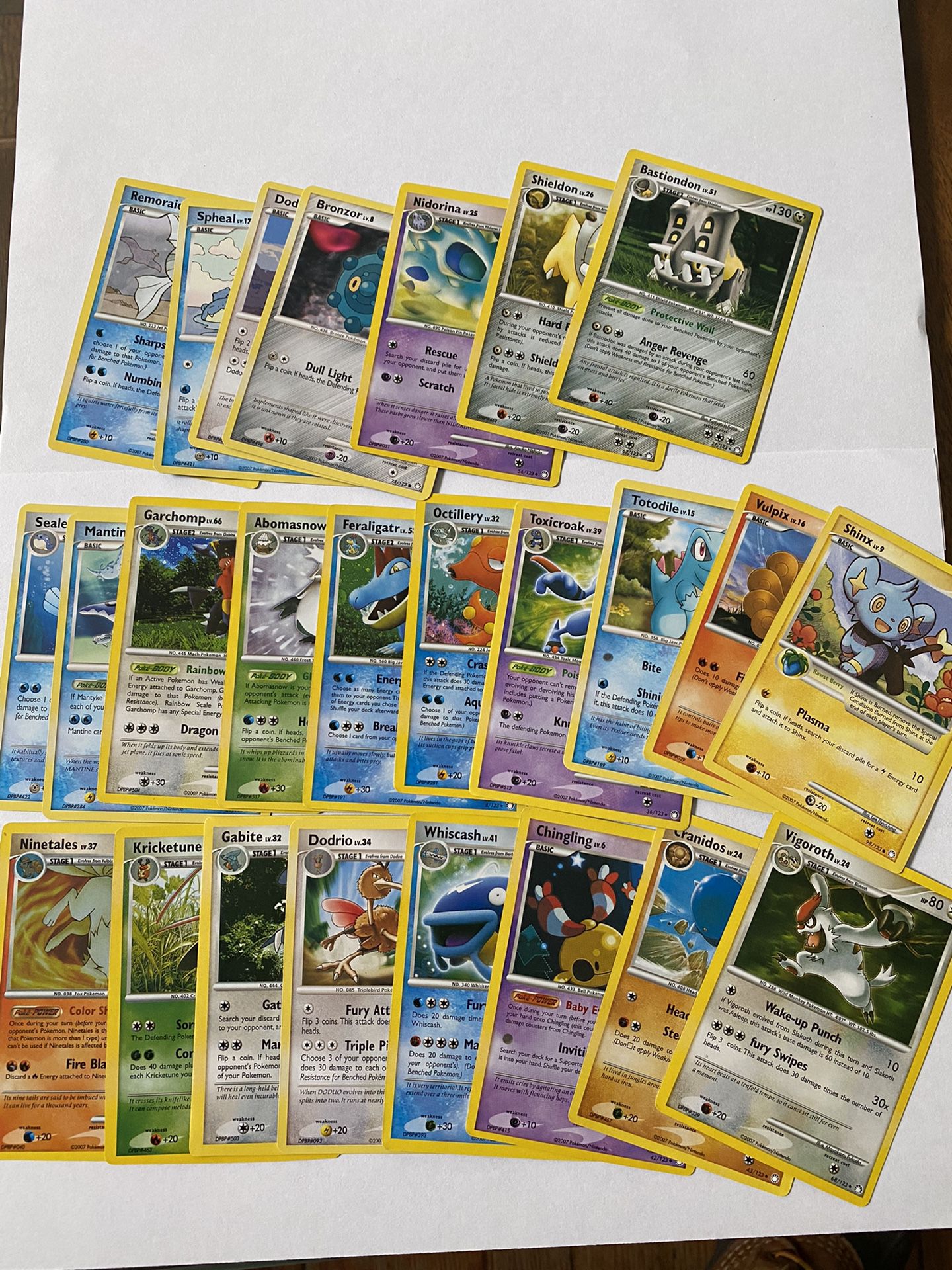 25 Card Pokemon Lot Mysterious Treasures 2007 Set All In Good Condition None Damaged No Repeats All Pictured