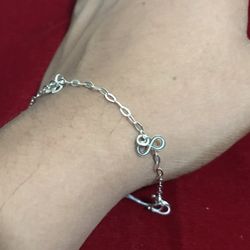 Infinity Charms Thin Ladies Silver Bracelet