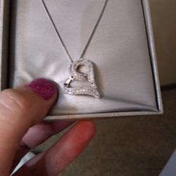 Zales 1/2 Ct Tw White Gold Heart Pendant And Chain