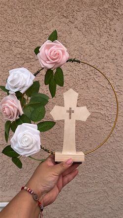 Bautizo center pieces in pink/blue